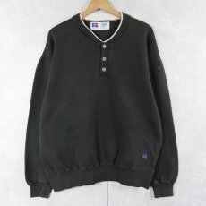 画像1: 90's RUSSELL ATHLETIC USA製 "HIGH COTTON" ヘンリーネックスウェット BLACK L (1)