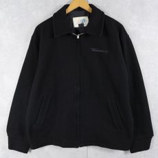 画像1: 2000's Windows CANADA製 ロゴ刺繍 ウールジップジャケット BLACK L (1)