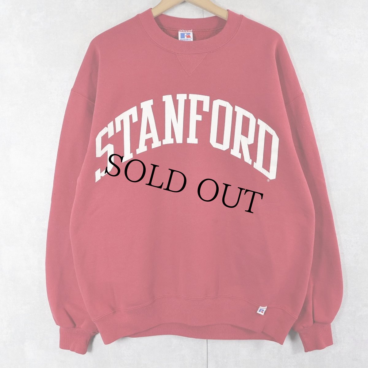 画像1: 90's RUSSELL ATHLETIC USA製 "STANFORD" 前V プリントスウェット XL (1)