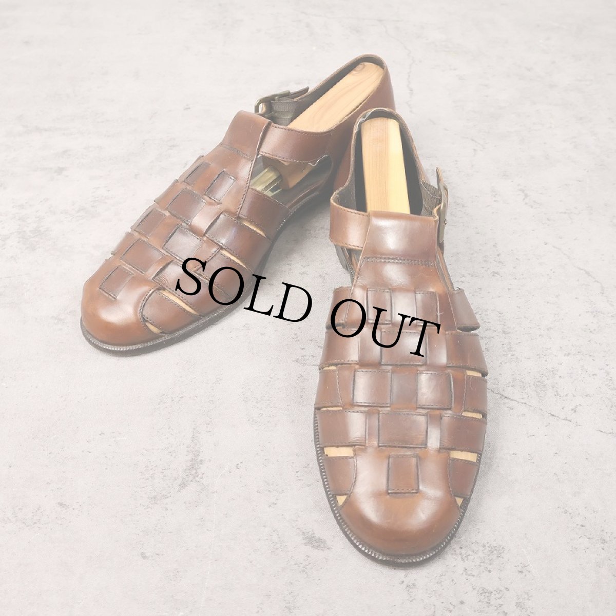画像1: 90's〜 Bragano COLE HAAN ITALY製 レザーグルカサンダル BROWN 27cm (1)