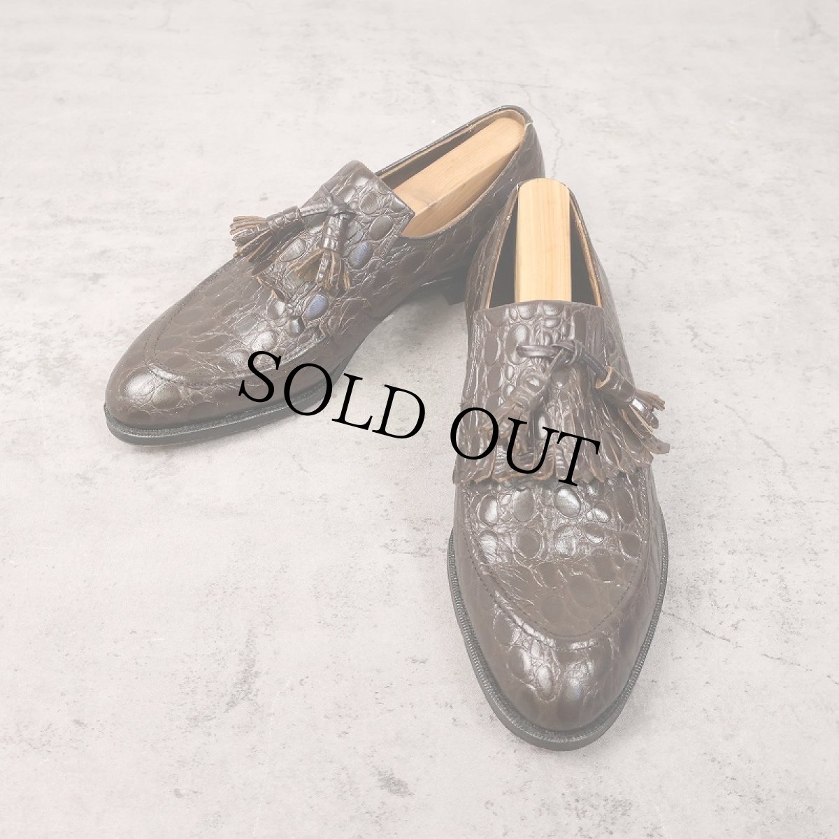 画像1: REGAL 型押しクロコ キルトタッセルローファー BROWN 26.5cm (1)