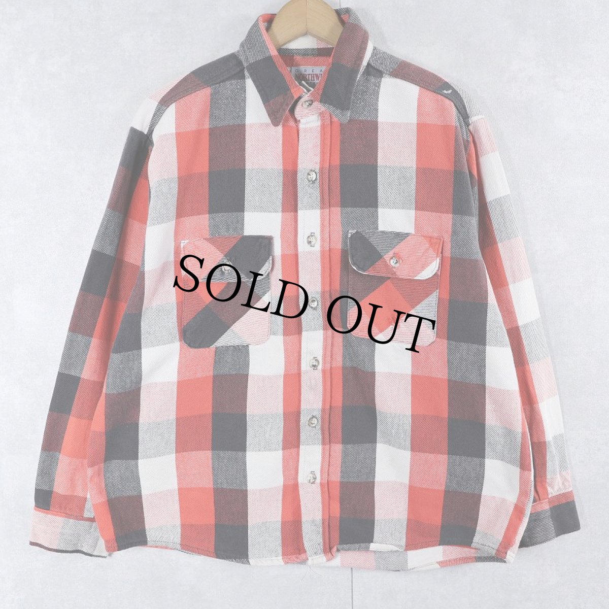 画像1: 90's NORTHWEST ブロックチェック柄 ヘビーネルシャツ  (1)
