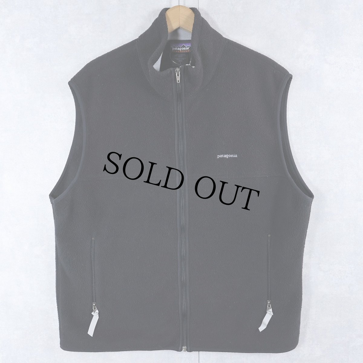 画像1: 2000's Patagonia ロゴ刺繍 フリースジップベスト BLACK L (1)