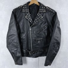 画像1: 90's スタッズカスタム ダブルライダースジャケット SIZE50 (1)
