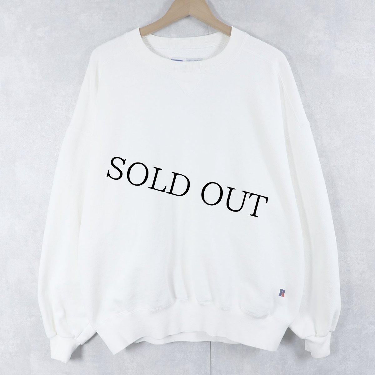 画像1: 90's RUSSELL ATHLETIC USA製 "HIGH COTTON" 前V 無地スウェット XL (1)