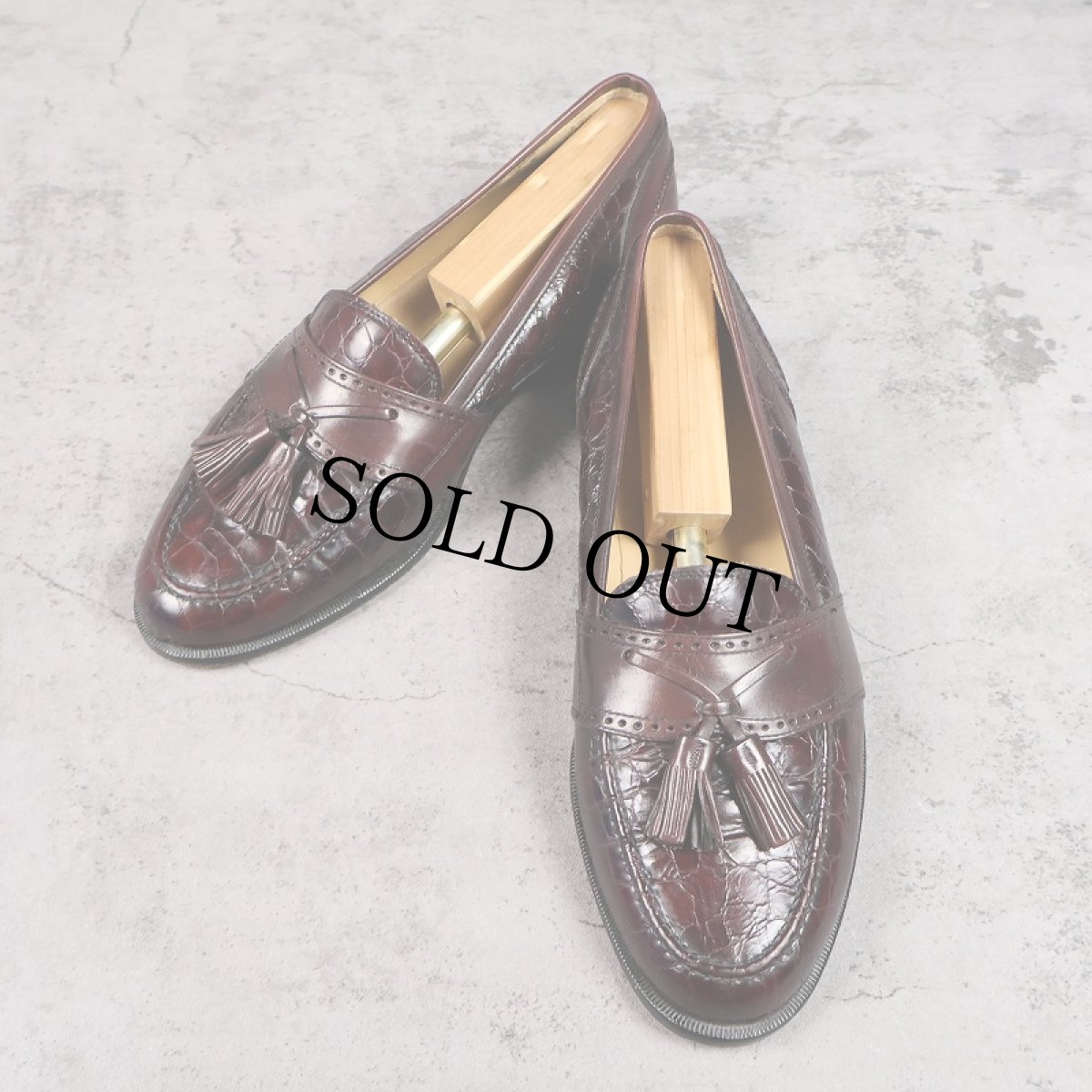 画像1: JOHNSTON&MURPHY ”CELLINI"  ITALY製 型押しクロコ切り替え キルトタッセルローファー 26.5cm シューキーパー付き (1)
