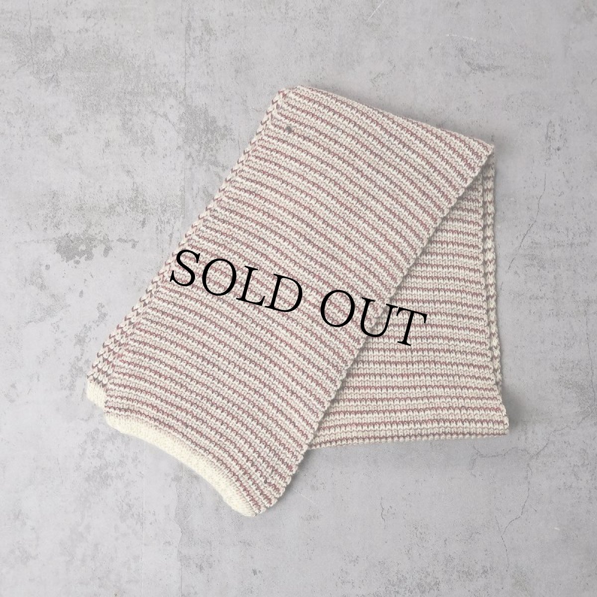 画像1: ボーダー柄　ウールニットマフラー (1)