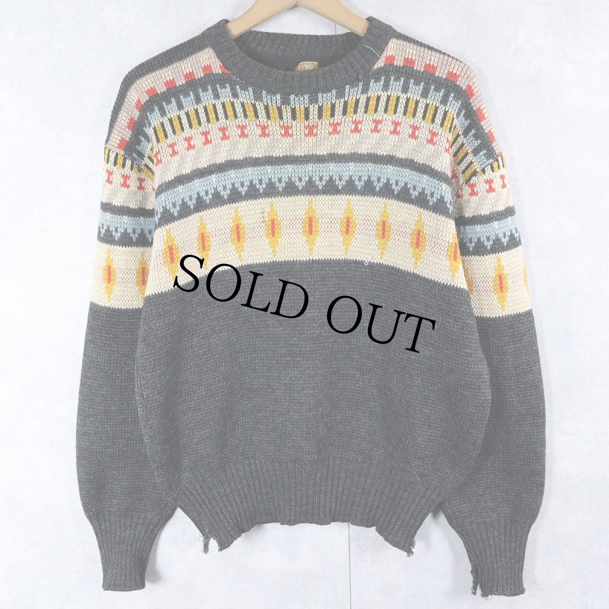 画像1: 50's Kandahar ノルディック柄 ウールニットセーター (1)