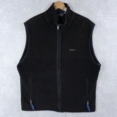 画像1: 90's〜 Patagonia ロゴ刺繍 フリースジップベスト BLACK L (1)
