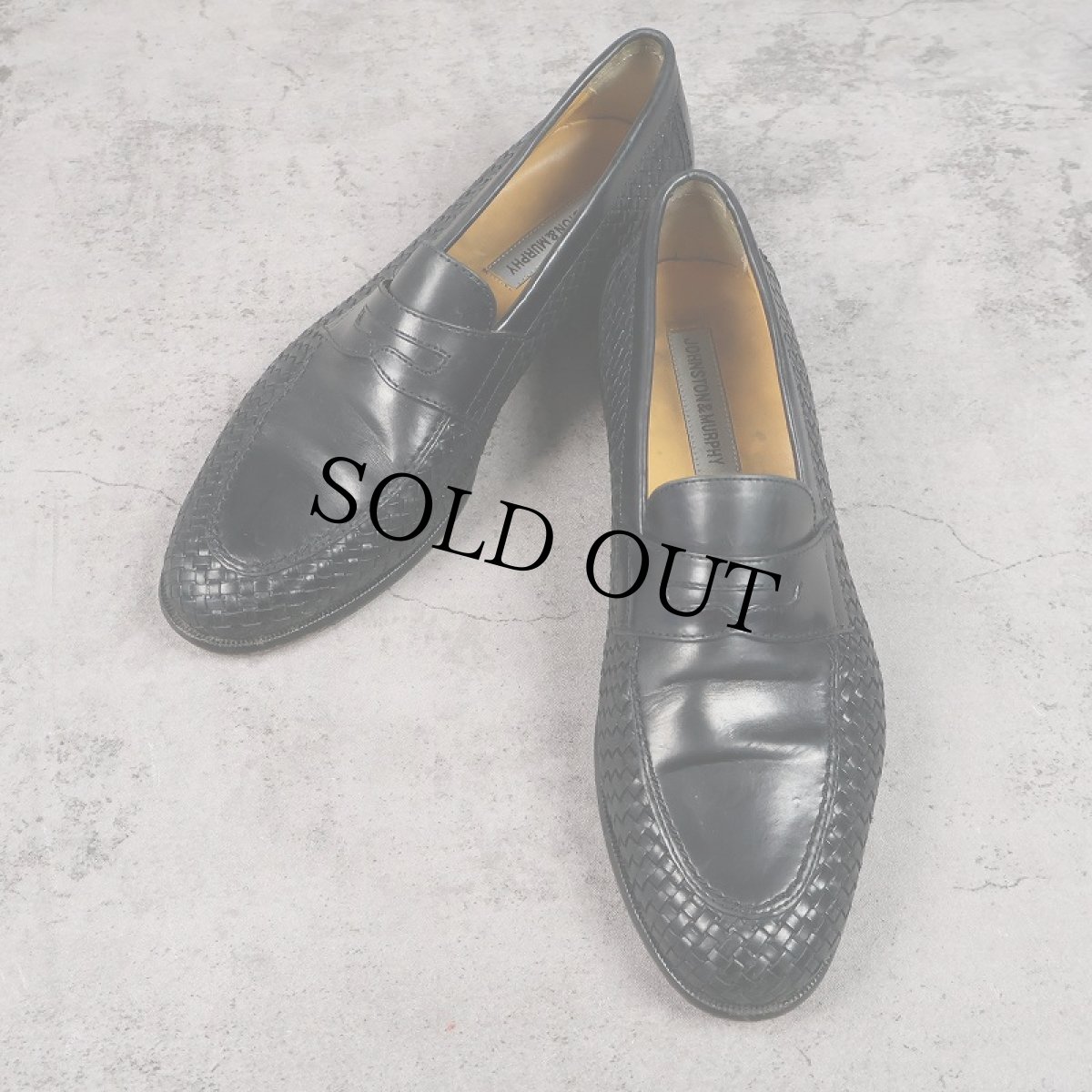 画像1: JOHNSTON&MURPHY 編み込みレザー コインローファー 27.5cm (1)