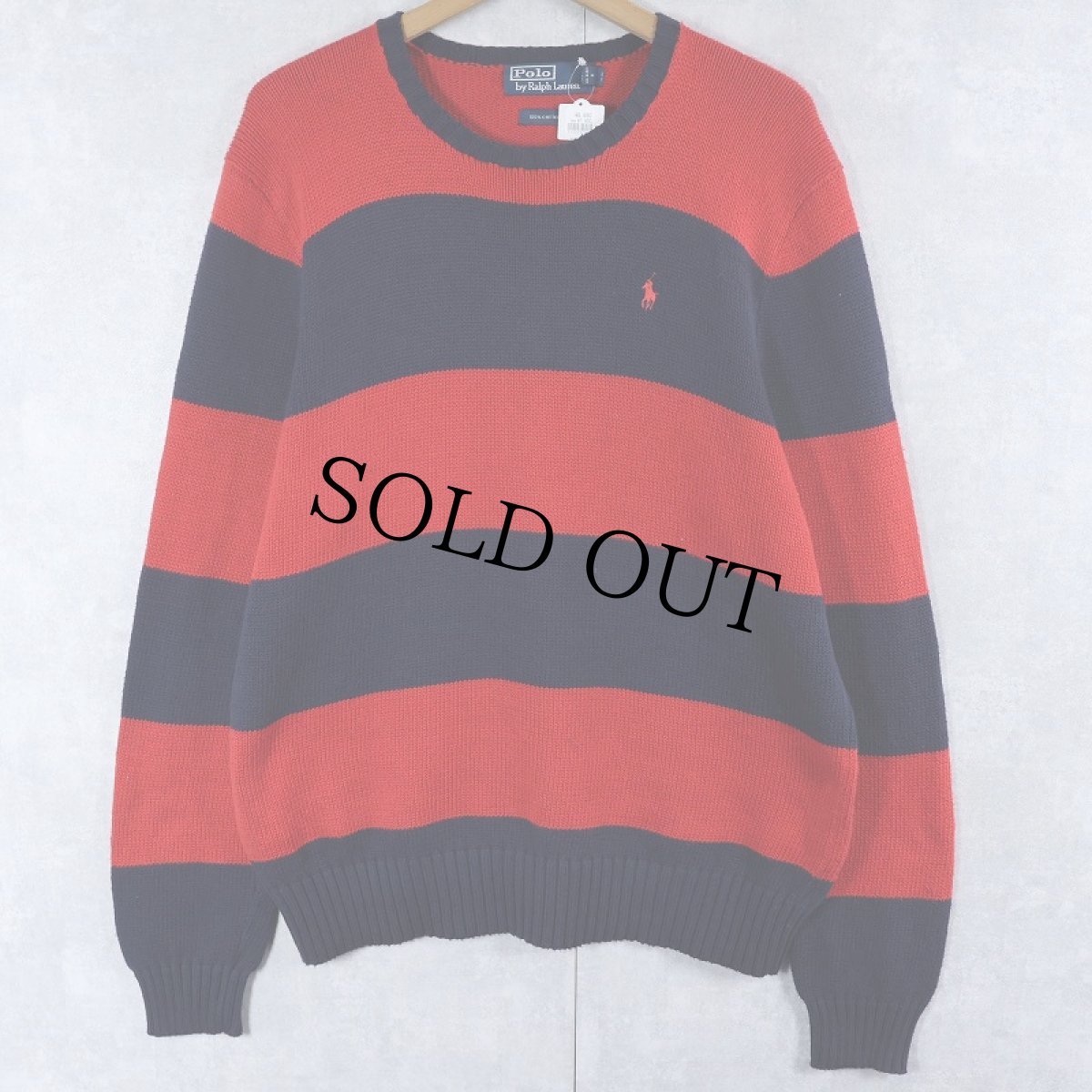 画像1: POLO Ralph Lauren ボーダー柄 コットンニットセーターL (1)