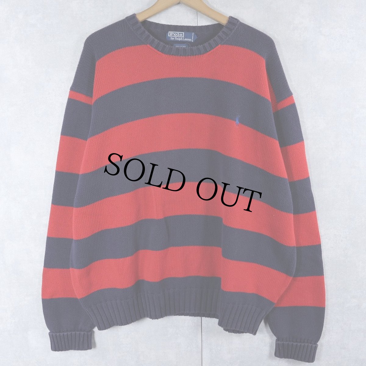 画像1: POLO Ralph Lauren ボーダー柄 コットンニットセーター (1)