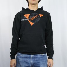画像2: 80's RUSSELL ATHLETIC USA製 "Beverly Hills TRACK" プリントスウェットフーディ BLACK M (2)