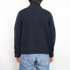 画像3: POLO Ralph Lauren "HAND KNIT" ハイネック ウール×カシミアニットセーター NAVY M (3)