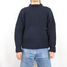 画像2: POLO Ralph Lauren "HAND KNIT" ハイネック ウール×カシミアニットセーター NAVY M (2)