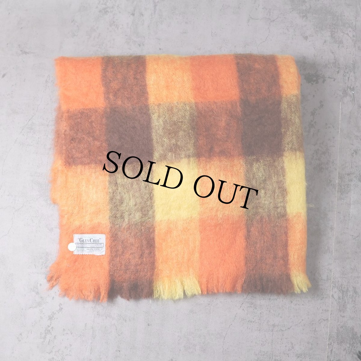 画像1: GLEN CREE SCOTLAND製 ブロックチェック柄 モヘアニットマフラー (1)