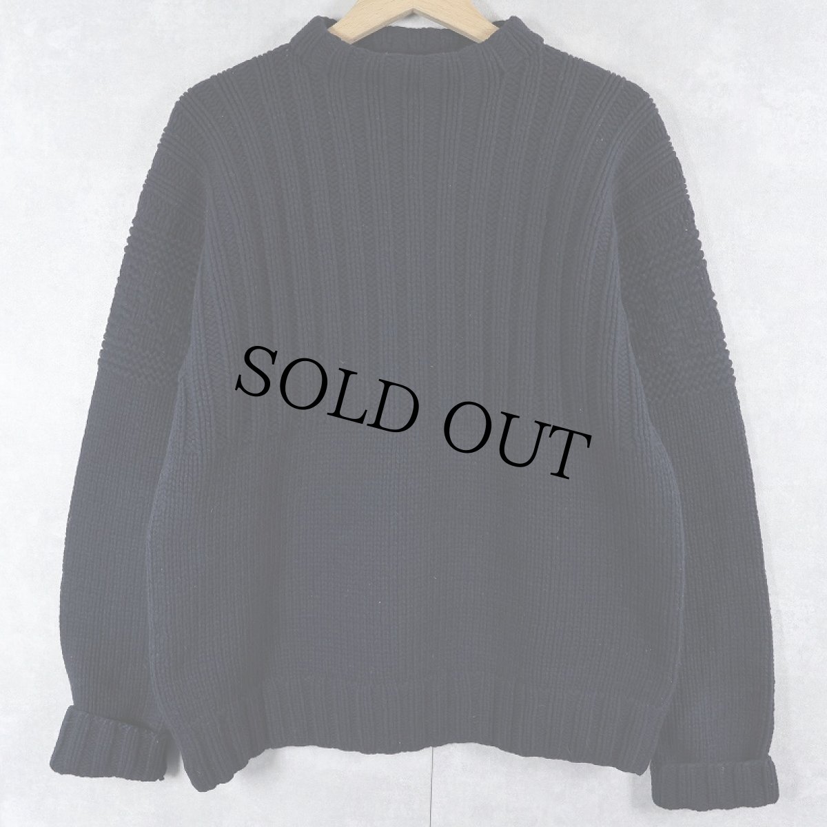 画像1: POLO Ralph Lauren "HAND KNIT" ハイネック ウール×カシミアニットセーター NAVY M (1)