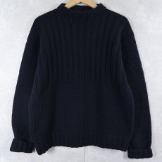 画像1: POLO Ralph Lauren "HAND KNIT" ハイネック ウール×カシミアニットセーター NAVY M (1)