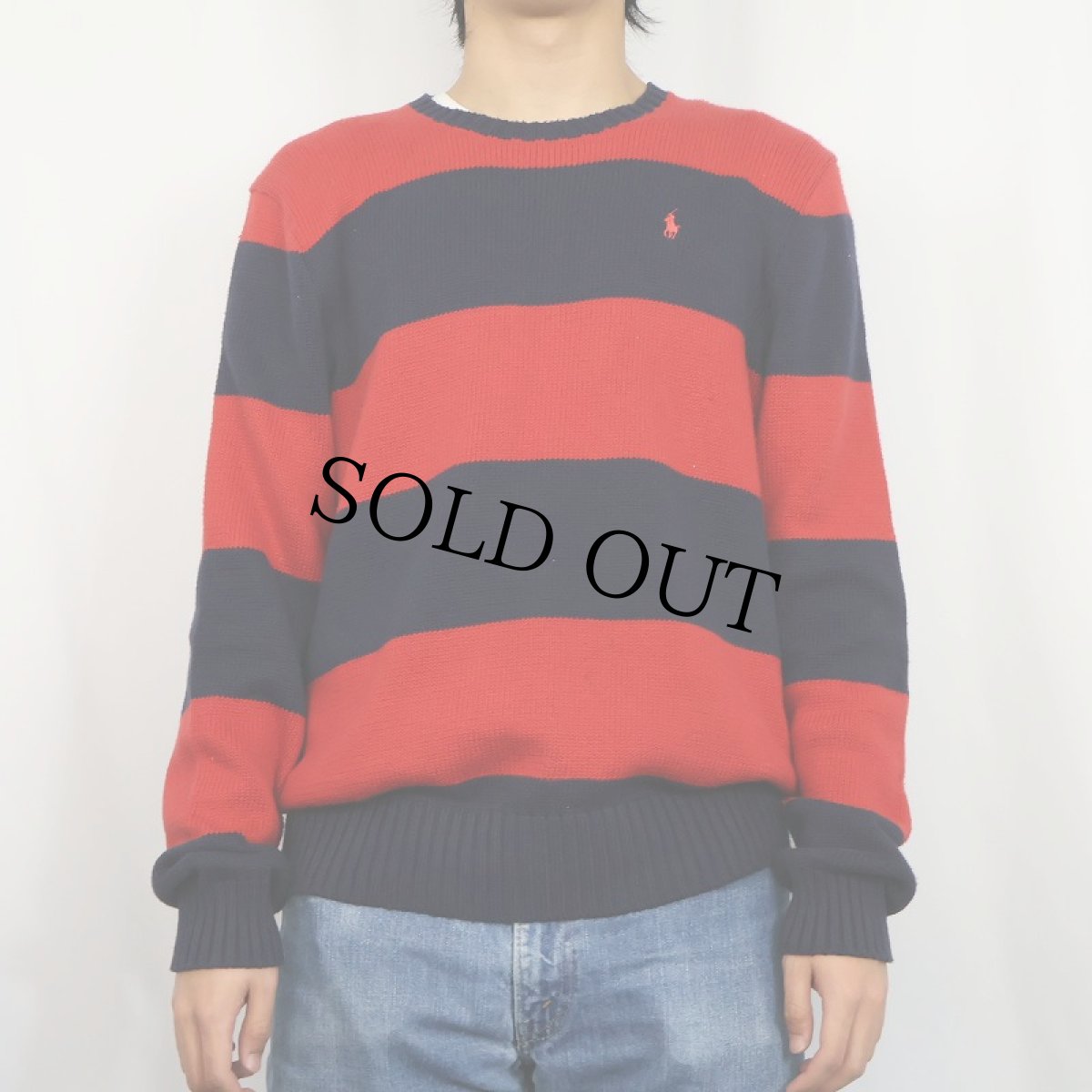 画像2: POLO Ralph Lauren ボーダー柄 コットンニットセーターL (2)