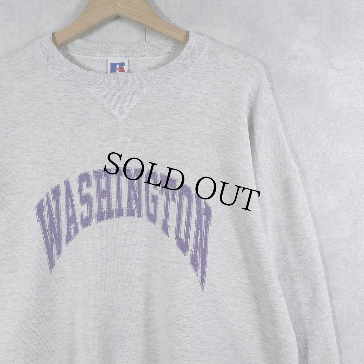 画像1: 90's RUSSELL ATHLETIC USA製 前V ”WASHINGTON" プリントスウェット XL  (1)