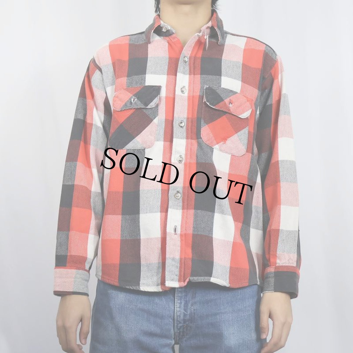 画像2: 90's NORTHWEST ブロックチェック柄 ヘビーネルシャツ  (2)