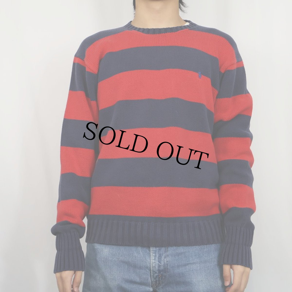 画像2: POLO Ralph Lauren ボーダー柄 コットンニットセーターM (2)