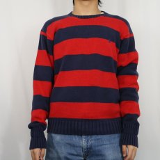 画像2: POLO Ralph Lauren ボーダー柄 コットンニットセーターM (2)