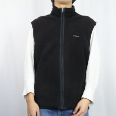 画像2: 90's〜 Patagonia ロゴ刺繍 フリースジップベスト BLACK L (2)