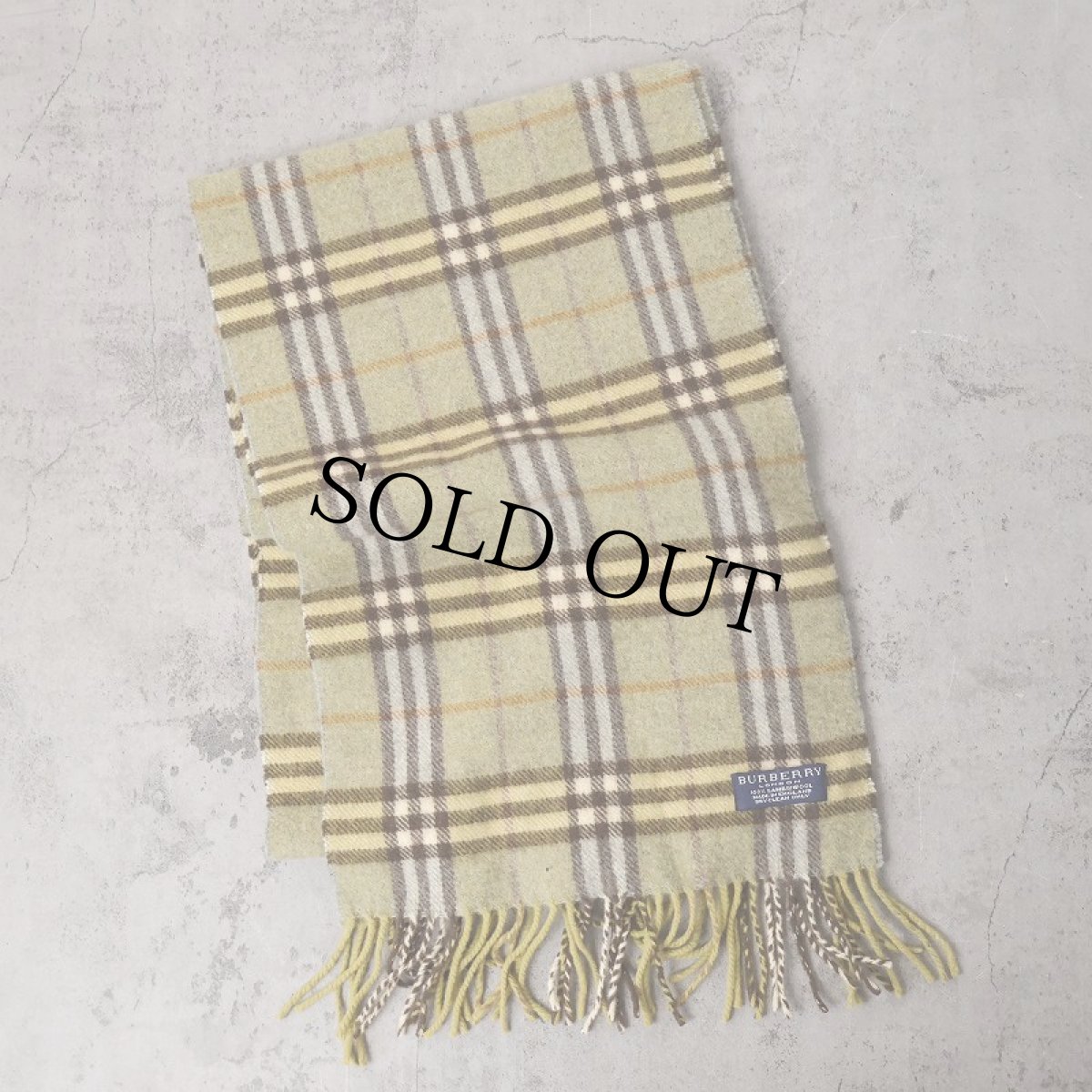 画像1: Burberry ENGLAND製 チェック柄 ラムウールマフラー (1)