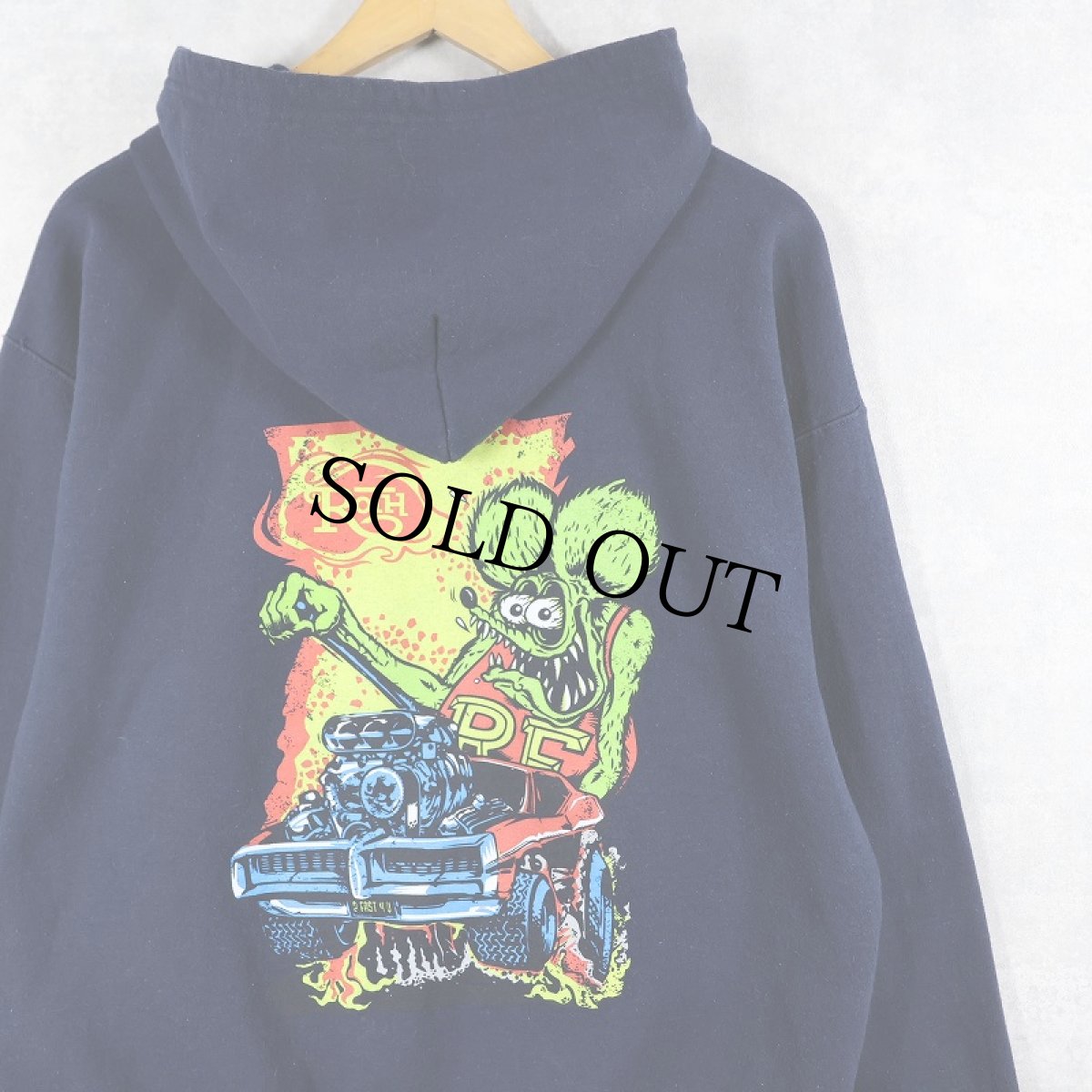 画像1: RAT FINK キャラクタープリント スウェットジップパーカー NAVY (1)