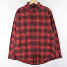画像1: PENDLETON "MASON" チェック柄 ボタンダウンネルシャツ L (1)