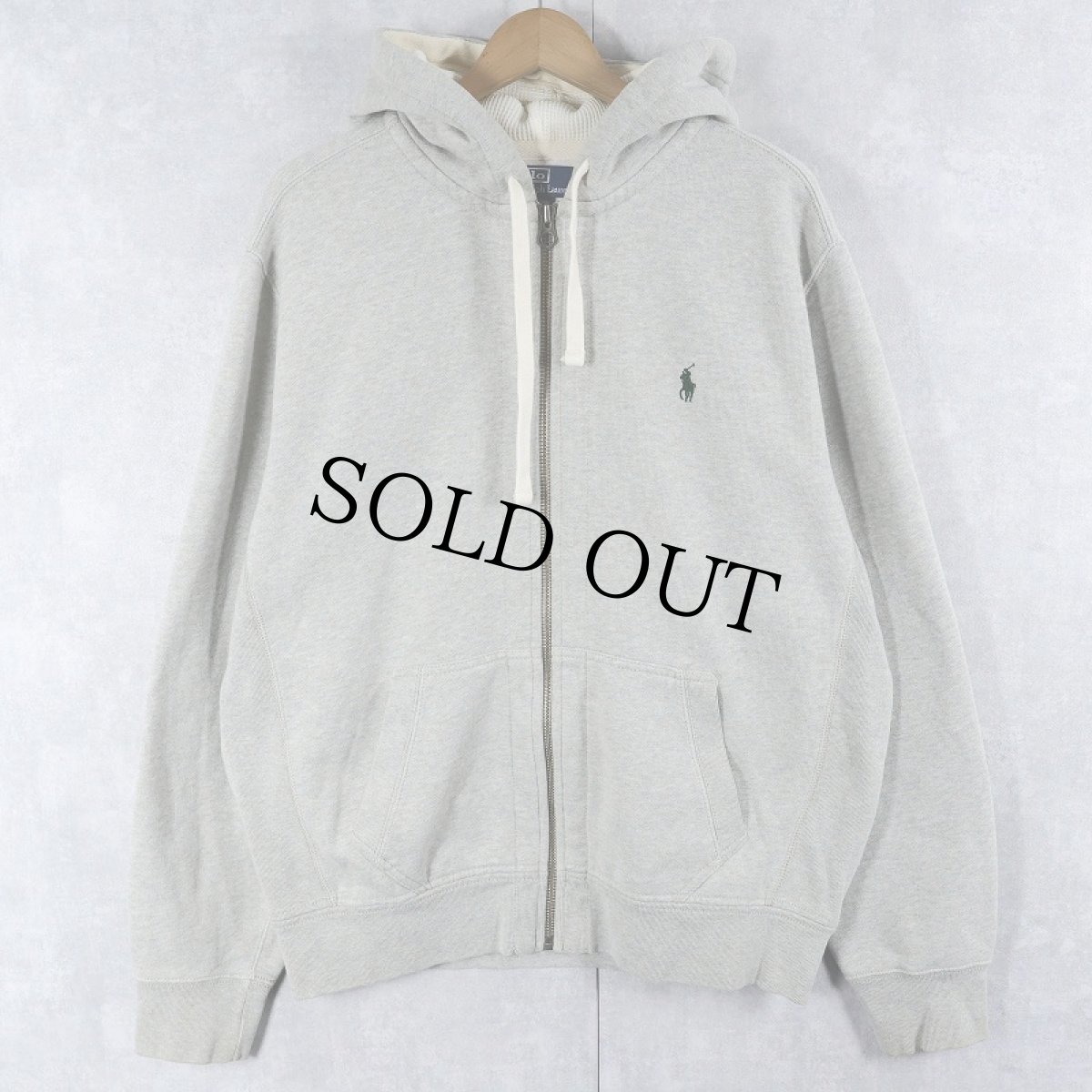 画像1: POLO Ralph Lauren REVERSE WEAVE TYPE ロゴ刺繍 裏サーマル スウェットジップパーカー L (1)