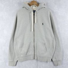 画像1: POLO Ralph Lauren REVERSE WEAVE TYPE ロゴ刺繍 裏サーマル スウェットジップパーカー L (1)