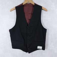 画像1: 60's PENNEY'S 総柄切り替え 針刺しシンチバック レーヨンジレベスト DEADSTOCK BLACK SIZE38R (1)
