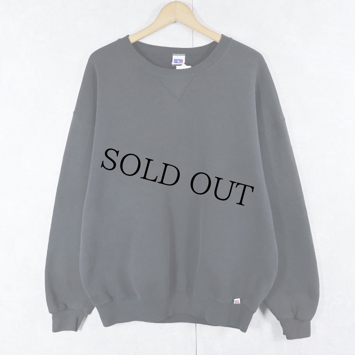 画像1: 90's RUSSELL ATHLETIC 前V 無地スウェット BLACK XL (1)