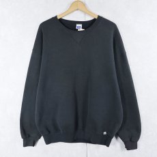 画像1: 90's RUSSELL ATHLETIC 前V 無地スウェット BLACK XL (1)