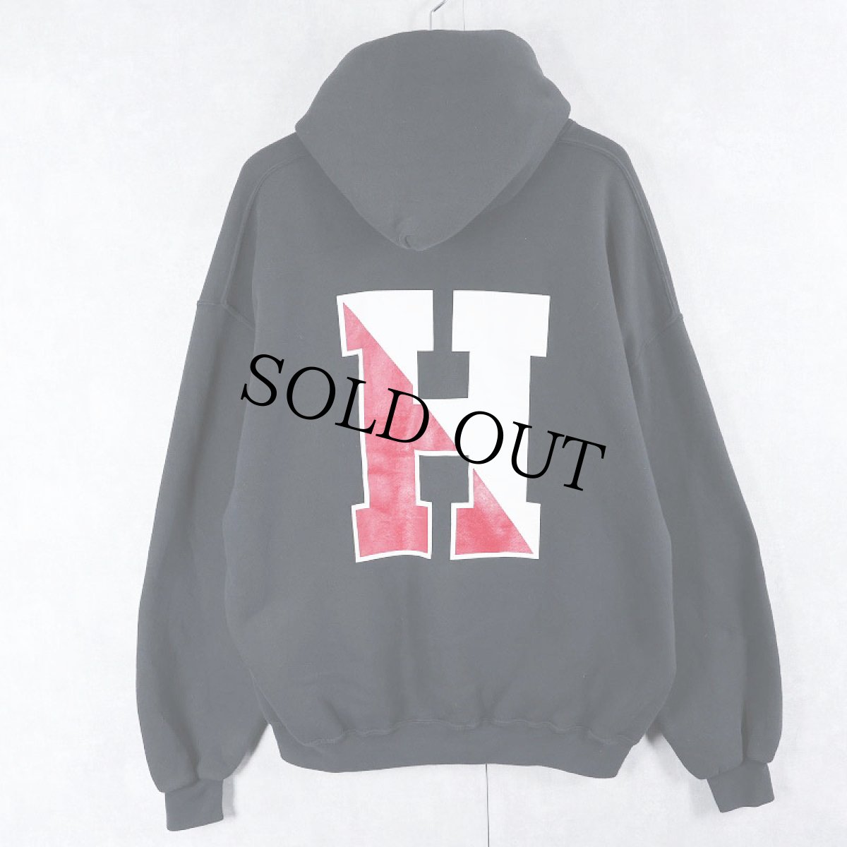 画像1: 90's RUSSELL ATHLETIC "HARVARD SOFTBALL" バックプリント スウェットフーディー BLACK XL (1)