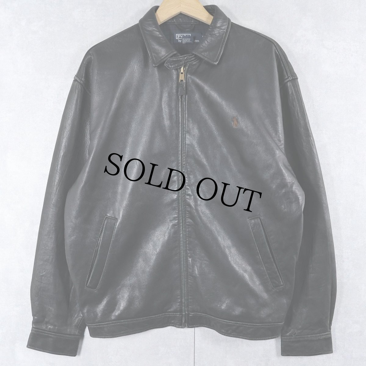 画像1: POLO Ralph Lauren チンスト付き ラムレザースイングトップ BLACK M (1)