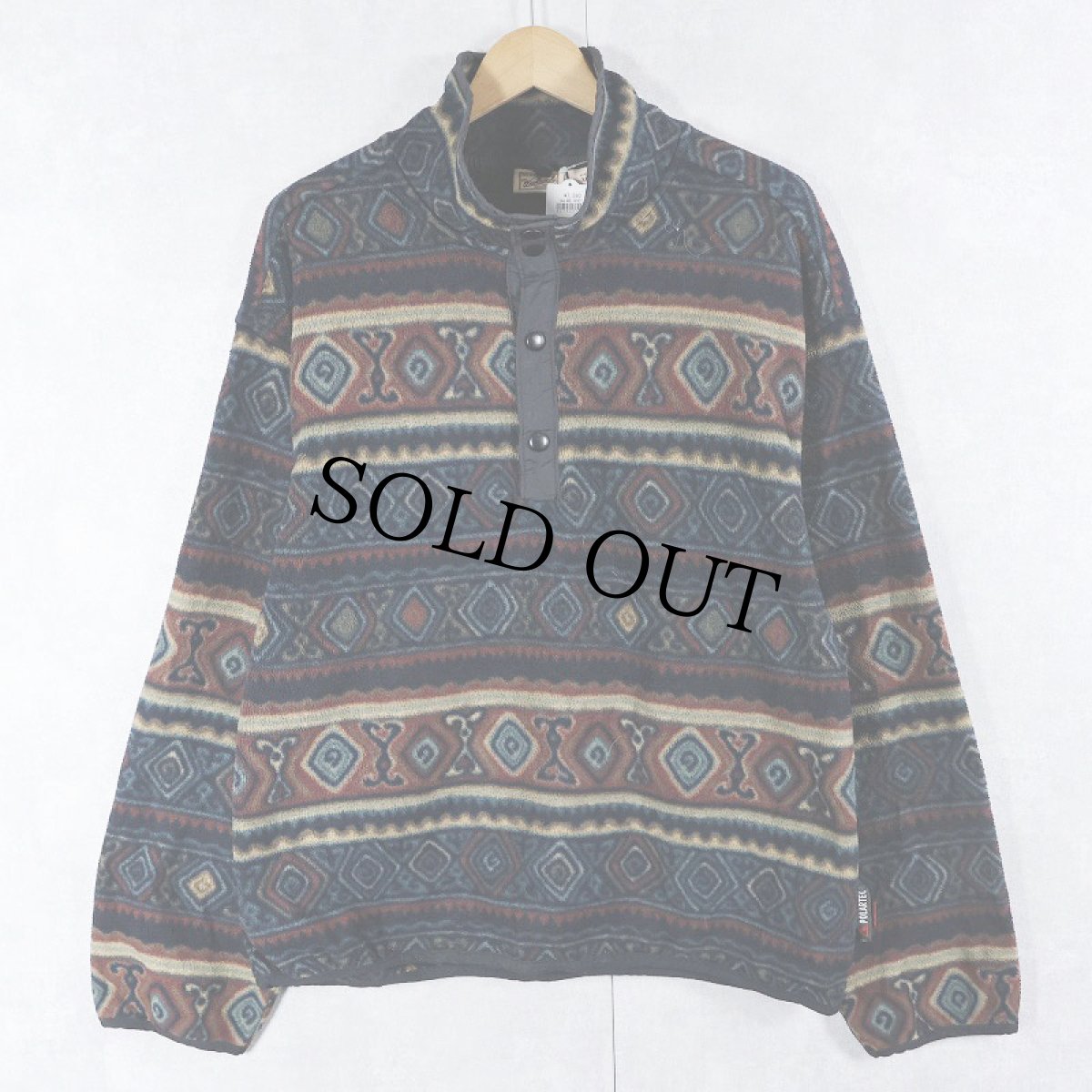 画像1: 90's Woolrich USA製 "POLARTEC" 総柄 ハーフスナップ フリースジャケット XL (1)