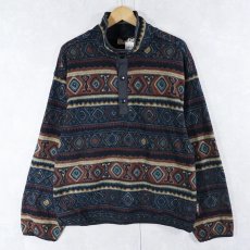 画像1: 90's Woolrich USA製 "POLARTEC" 総柄 ハーフスナップ フリースジャケット XL (1)