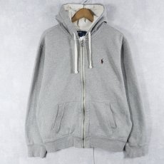 画像1: POLO Ralph Lauren REVERSE WEAVE TYPE ロゴ刺繍 裏サーマル スウェットジップパーカー L (1)