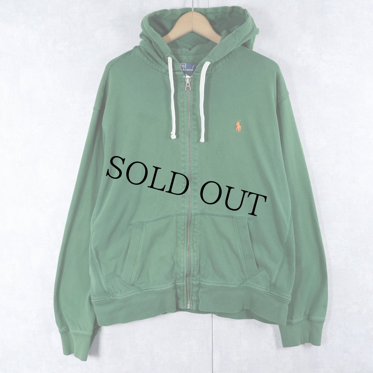 画像1: POLO Ralph Lauren REVERSE WEAVE TYPE ロゴ刺繍 裏サーマル スウェットジップパーカー XL (1)