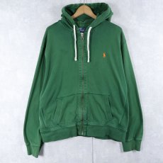 画像1: POLO Ralph Lauren REVERSE WEAVE TYPE ロゴ刺繍 裏サーマル スウェットジップパーカー XL (1)