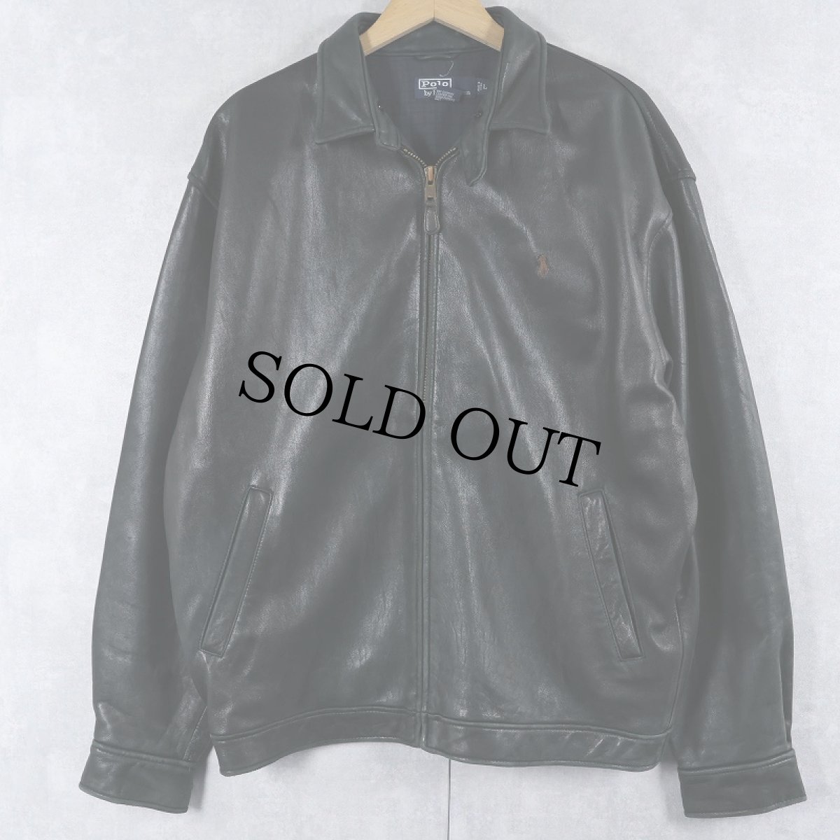 画像1: POLO Ralph Lauren チンスト付き ラムレザースイングトップ BLACK L (1)