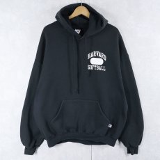 画像2: 90's RUSSELL ATHLETIC "HARVARD SOFTBALL" バックプリント スウェットフーディー BLACK XL (2)