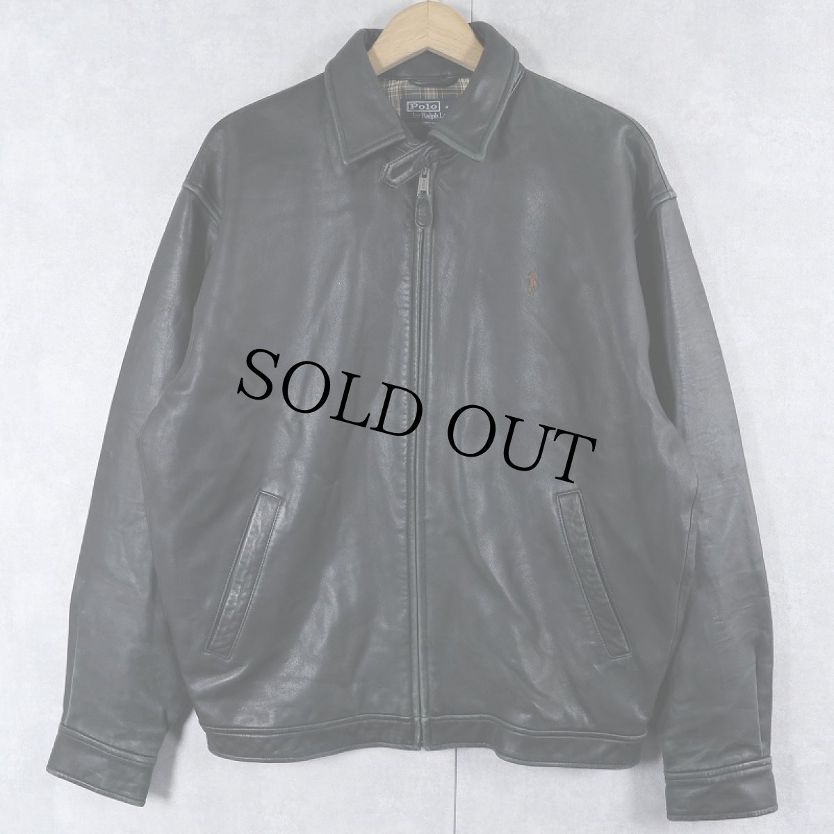 画像1: POLO Ralph Lauren チンスト付き ラムレザースイングトップ BLACK M (1)