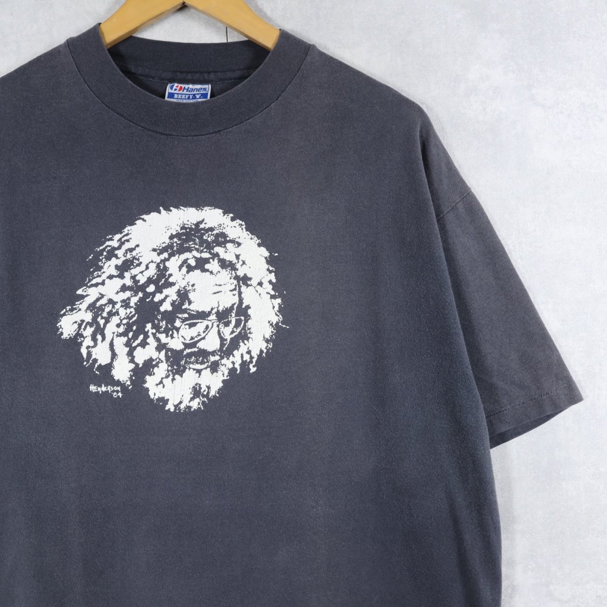 画像1: 80's JERRY GARCIA  USA製 ミュージシャンプリントTシャツ BLACK XL (1)