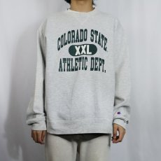 画像2: 90's Champion 青刺繍タグ 後期 "COLORADO STATE" 前V プリントスウェット XXL  (2)