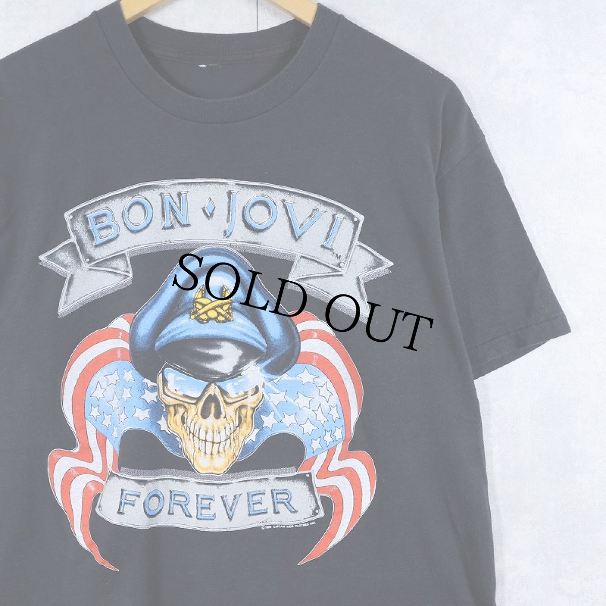 画像1: 1989 Bon Jovi "The Brotherhood Tour" ハードロックバンドプリントTシャツ BLACK (1)