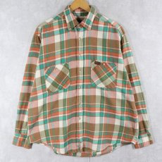 画像1: 90's GAP チェック柄 ボタンダウンネルシャツ XL (1)